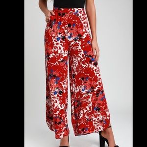 Red Floral Print Free People Pants✨
